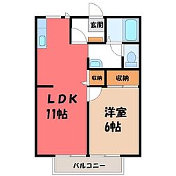 コーポ川西 1LDKの間取図画像