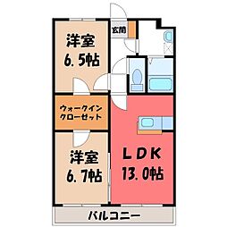 サニーサイド戸祭2 2LDKの間取図画像