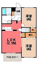プレジデントSADA 2LDKの間取図画像