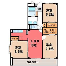 レインボウ・2一の屋 3LDKの間取図画像
