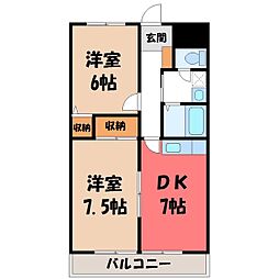 ジュネス戸祭 2DKの間取図画像