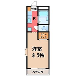 ラ・セゾンサイカン 1Kの間取図画像