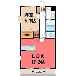 ハリーグレイス鶴田 1LDKの間取図画像