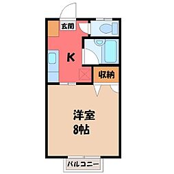 長谷川ハイツ 1Kの間取図画像