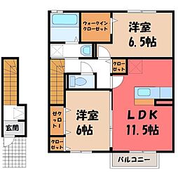 プロムナードさくらD 2LDKの間取図画像
