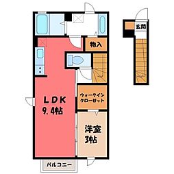 ウィットツルタB 1LDKの間取図画像