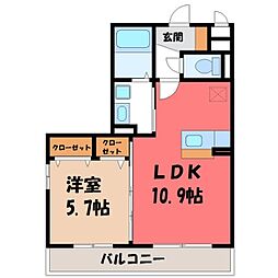 セジュールグリーンさつき 1LDKの間取図画像