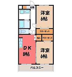 プリマヴェーラ 2DKの間取図画像