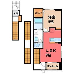 ヴァイスハイト 1LDKの間取図画像
