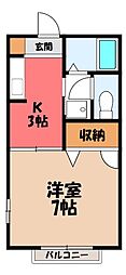 F・TIME2 1Kの間取図画像
