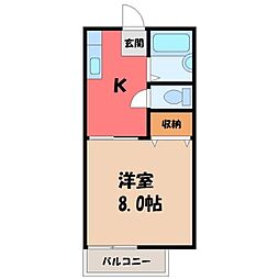 メゾンアコックス 1Kの間取図画像