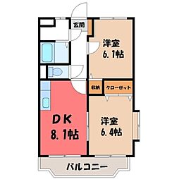 ユーミーセレーナ 2DKの間取図画像