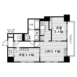 ルラシオン北7条 12階2LDKの間取り
