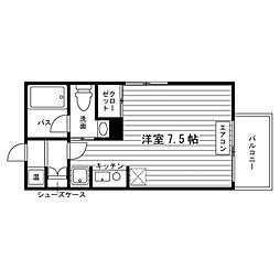 パンシオンN14 ワンルームの間取図画像