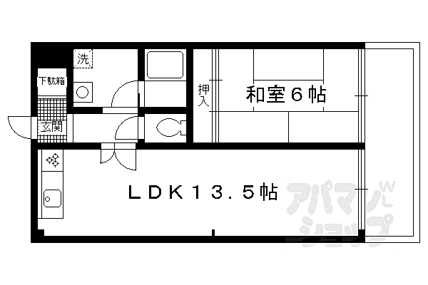 コーポポルスター 203｜京都府京都市伏見区久我本町(賃貸マンション1LDK・2階・43.70㎡)の写真 その2