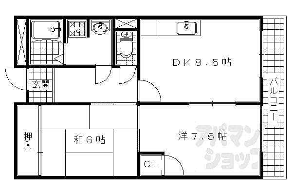 壱番館 107｜京都府宇治市五ヶ庄一番割(賃貸マンション2DK・1階・54.28㎡)の写真 その2