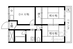 阪急京都本線 長岡天神駅 徒歩3分の賃貸マンション 2階2DKの間取り