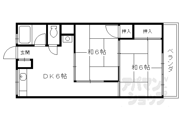 コーポラス城南 202｜京都府京都市伏見区竹田浄菩堤院町(賃貸マンション2DK・2階・41.00㎡)の写真 その2