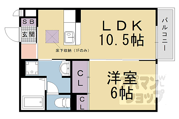 京都府京都市山科区東野片下リ町(賃貸アパート1LDK・1階・40.07㎡)の写真 その2