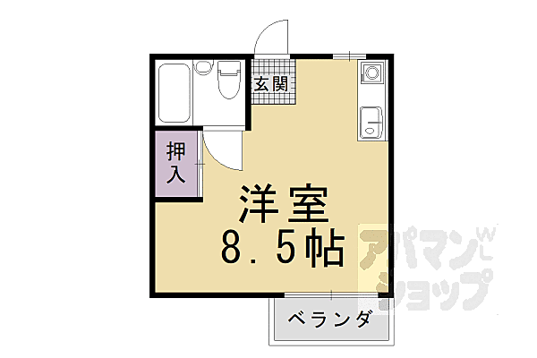 京都府京都市山科区厨子奥若林町(賃貸マンション1R・3階・18.10㎡)の写真 その2