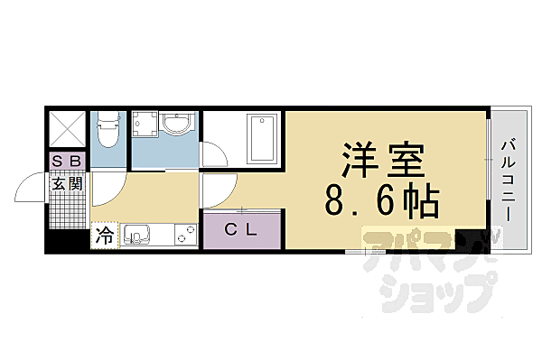 京都府京都市山科区御陵中内町(賃貸マンション1K・6階・28.80㎡)の写真 その2