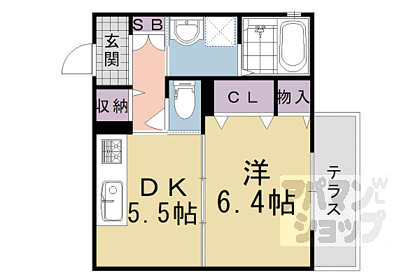 京都府長岡京市長岡1丁目(賃貸マンション1DK・2階・36.70㎡)の写真 その2