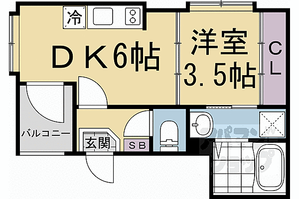 ＧＲＡＣＥＨＩＬＬ　Ｒ＆Ｋ 102｜京都府京都市伏見区深草鈴塚町(賃貸アパート1DK・1階・26.23㎡)の写真 その2