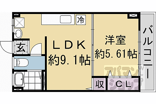 グリシーヌ桃山南 305｜京都府京都市伏見区桃山町中島町(賃貸マンション1LDK・3階・32.37㎡)の写真 その2