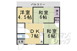 京都地下鉄東西線 椥辻駅 徒歩13分の賃貸マンション 1階3DKの間取り