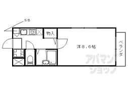 京都地下鉄東西線 東野駅 徒歩15分の賃貸マンション 3階1Kの間取り