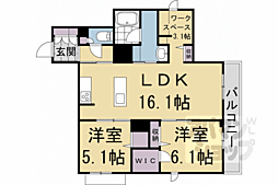 シャーメゾングランフェリス 4階2LDKの間取り