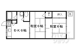 レジデンス菱屋 2階2DKの間取り