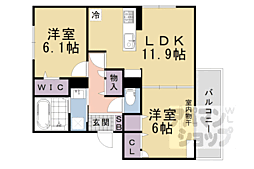阪急京都本線 西山天王山駅 徒歩25分の賃貸アパート 3階2LDKの間取り