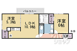 ルーセント伏見稲荷 3階2LDKの間取り
