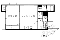 サウス　ビラ 2階1LDKの間取り