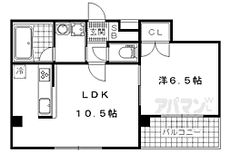 京都地下鉄東西線 東野駅 徒歩5分の賃貸マンション 6階1LDKの間取り