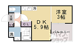 JR東海道・山陽本線 山科駅 徒歩12分の賃貸アパート 1階1DKの間取り