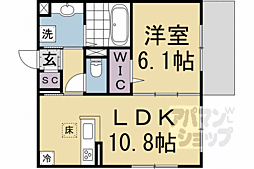 ＧＲＡＭＭ六地蔵　Ａ棟 1階1LDKの間取り