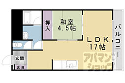 京都地下鉄東西線 東野駅 徒歩3分の賃貸マンション 2階1LDKの間取り