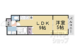 JR東海道・山陽本線 山科駅 徒歩5分の賃貸マンション 2階1LDKの間取り