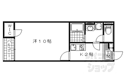 京都地下鉄東西線 東野駅 徒歩25分の賃貸アパート 2階1Kの間取り