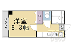 JR東海道・山陽本線 山科駅 徒歩10分の賃貸マンション 1階1Kの間取り