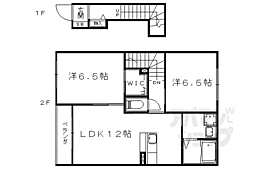 京都地下鉄東西線 椥辻駅 徒歩14分の賃貸アパート 2階2LDKの間取り