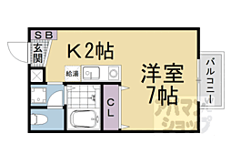 京都地下鉄東西線 椥辻駅 徒歩3分の賃貸アパート 2階1Kの間取り