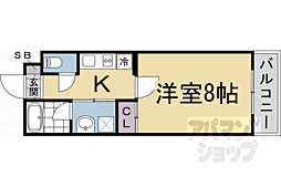 ＢｕｒｉｌｌｉａＣｏｕｒｔ龍谷大前 4階1Kの間取り