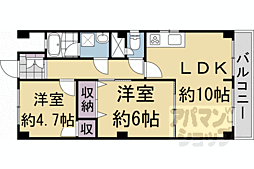 阪急京都本線 西向日駅 徒歩15分の賃貸マンション 2階2LDKの間取り