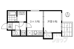 サザン桃山御陵 1階1DKの間取り