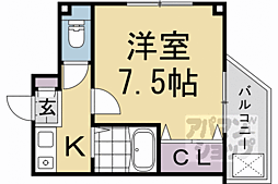 メゾンヒラキ 3階1Kの間取り