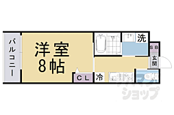 京都地下鉄東西線 椥辻駅 徒歩4分の賃貸マンション 4階1Kの間取り