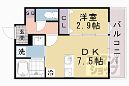京都地下鉄東西線 椥辻駅 徒歩4分の賃貸アパート 1階1DKの間取り